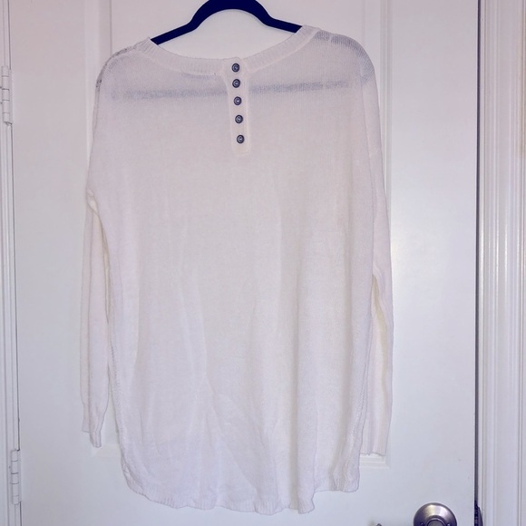 DUNNES Women’s Crochet Sheer Linen Blend High-Low Lightweight Sweater Size 14 - Picture 5 of 7